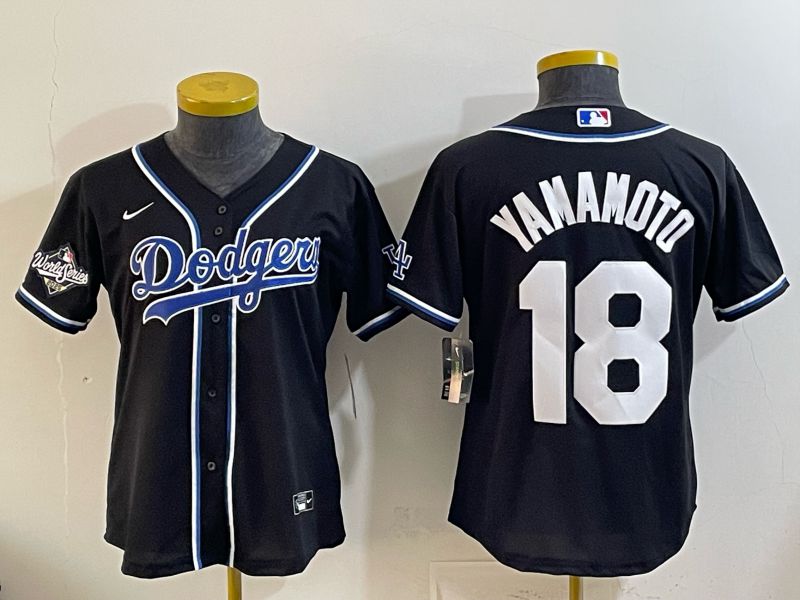 Youth Nike 2026 Los Angeles Dodgers #18 Yamamoto Black Game MLB Jersey 02->youth mlb jersey->Youth Jersey